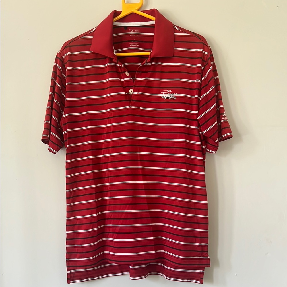 Adidas Red and White Striped Polo Shirt Casual